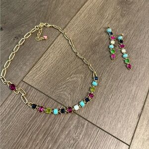 Multicolor Gemstone Necklace and Earring Set